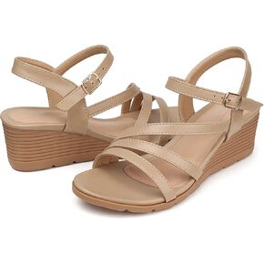 SHIBEVER Wedge Sandals for Women Dressy: Summer Low Wedges Womens Comfortable Open Toe Sandal