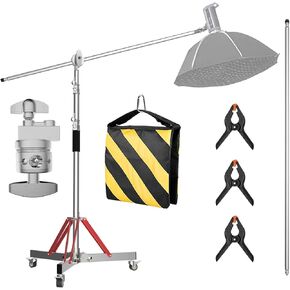 Heavy Duty Light Stand Studio Kit C Stand Photography Support with 360° Mobile Base, 10ft Height & Shock Absorbing Spring, Versatile Camera Equipment Mount
