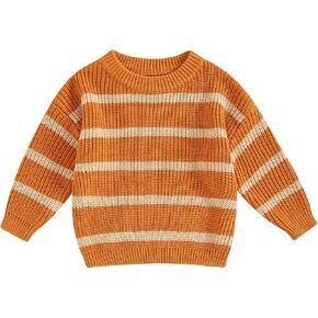 Toddler Baby Boy Girl Sweater Long Sleeve Crewneck Color Block Chunky Knit Shirt Infant Cute Fall Winter Warm Top