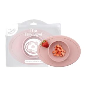 ezpz Tiny Bowl (Pewter) - Silicone Suction Placemat + Bowl for Infants - 6 months+ - Baby Led Weaning Supplies - Fits All Highchair Trays