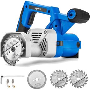 Toe Kick Saw EKS85, Three 3-3/8 in. Blades, 2 Alloy Blade for Woods, 1 Diomend Blade for Tiles and Stones, Flush Cutting Saw, Special Circular Saw for Removing Subfloor or Tiles, Masonry Saw