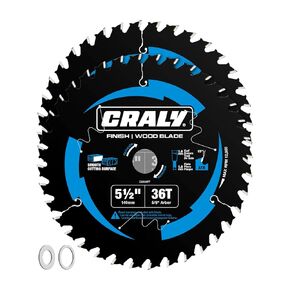 CRALY 5-3/8 Inch 24&36T Wood Framing/Finish & 50T Aluminum Cutting Circular Saw Blade, 20mm Arbor, Carbide Tipped, Thin Kerf, Black Ice™ Coating, for Wood, Aluminum, Plastic, 3-Pack(C054243650-3D)