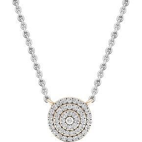 مجموعة Dazzlingrock 0.25 قيراط (ctw) قلادة نسائية على شكل زهرة ألماس مستديرة 1/4 قيراط، ذهب أبيض عيار 14 قيراط