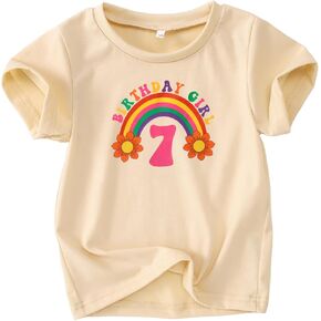 SOFEON Rainbow Birthday Girl Shirts Toddler Baby Girls Birthday Outfits Tees T-Shirt Gifts Party Tops 1-7 Years
