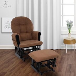 Brisbane Nursery Glider & Ottoman Sets, Glider Recliner Nursery Rocking Chair, Nursery Glider Rocker with Ottoman, Reclining Gliders & Chairs for Breastfeeding, Maternity, Napping - White/Gray