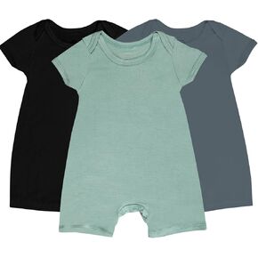 GUISBY Rayon Baby Pajamas, Short Sleeve Footless Rompers, Snap Closure Sleeper for Boy Girls