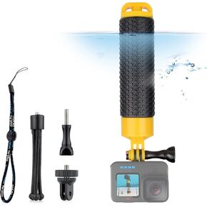 Floating Hand Grip with Mini Tripod Stand Waterproof Monopod for GoPro Hero 13 12 11 10 9 8 7 6 5 4 3, Fusion, Max, Handle Mount Accessories for Action Cameras Underwater Sports Floater