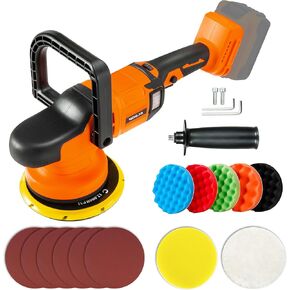 Car Orbital Polisher for Dewalt 20V Battery, 6inch 150mm Brushless Cordless Design Buffer Car Waxer with 6 speeds 750-6800RPM, 13PCS Polishing Accessories (TOOL ONLY)