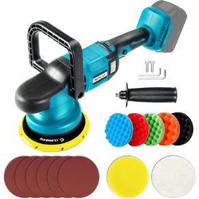 Car Orbital Polisher for Dewalt 20V Battery, 6inch 150mm Brushless Cordless Design Buffer Car Waxer with 6 speeds 750-6800RPM, 13PCS Polishing Accessories (TOOL ONLY)