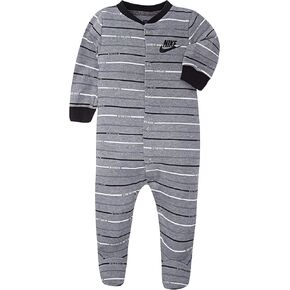 NIKE Children's Apparel Baby Graphic Footed Coverall, Dark Grey Heather/Black Stripe, 3M