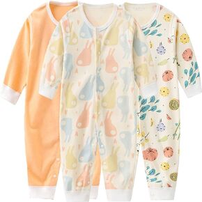 Kiddiezoom Baby Footed Cotton One-Piece Romper Jumpsuit Pajamas