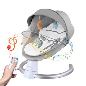 Baby Swing for Infants, Portable Electric Baby Rocker Bluetooth Support with 5 Swing Speed 10 Lullabies, Remote Control/Touch Panel - Infant Swing for Indoor and Outdoor Use, Pink