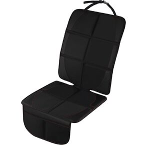 alpmosn Car Seat Protctor, 1 Pack Car Seat Mat with Thickest Padding, Waterproof 600D Car Seat Covers for Non-Slip Backing, Baby/Pets Seat Protective Pad with Storage Pockets (Black)