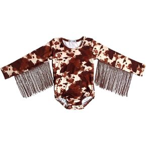 Toddler Baby Girl Long Sleeves Bodysuit Newborn Romper Jumpsuit Outfit Casual Infant Clothes with Tassels