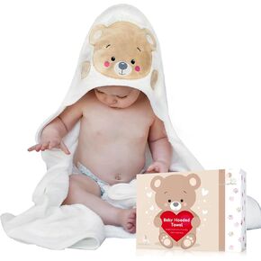 Premium Baby Towels with Hood - Ultra Soft, Absorbent Viscose Made of Bamboo, Extra Large 35 x 35 Inches, for Boys and Girls, Newborn Shower Gift, Pink