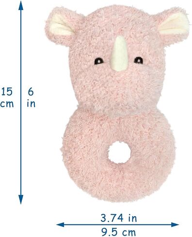 Baby Rhino Soft Rattle Toy, Plush Rhino Infant Shaker Rattle Easy-Grasp Stuffed Animal Toy, Gifts for Newborns Babies Toddlers Boys Girls, Gray, 6 Inches in Kuwait