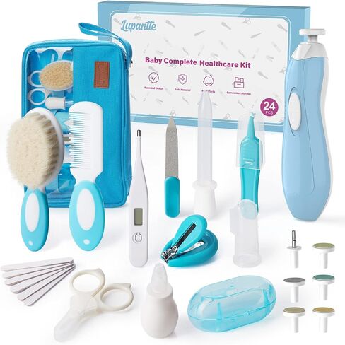 Baby Healthcare and Grooming Kit, 24 in 1 Baby Electric Nail Trimmer Set, Lupantte Nursery Care Kit, Toddler Nail Clippers, Medicine Dispenser, Infant Comb, Brush, etc. Baby Care Products in Saudi Arabia