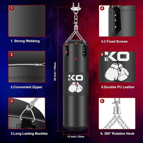 Hanging Sandbag, 4FT Punching Bag for Adults, 9-in-1 Unfilled Heavy Punching Bag, Boxing Bag with 12OZ Gloves in Saudi Arabia