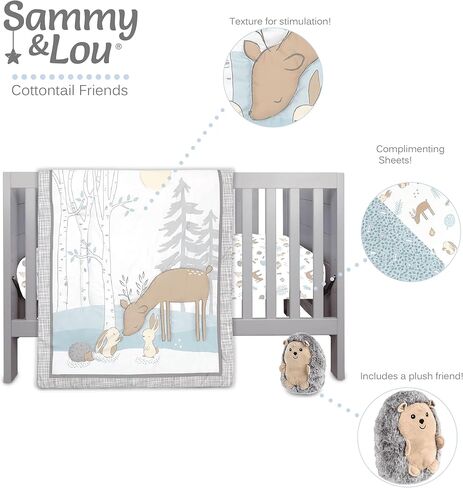 مجموعة مفروشات سرير الأطفال المكونة من 4 قطع من Sammy & Lou Tiara Princess للفتيات، تتضمن لحافًا وملاءة سرير مناسبة وتنورة سرير ولعبة قطيفة in Kuwait