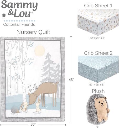 مجموعة مفروشات سرير الأطفال المكونة من 4 قطع من Sammy & Lou Tiara Princess للفتيات، تتضمن لحافًا وملاءة سرير مناسبة وتنورة سرير ولعبة قطيفة in Kuwait