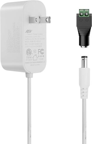 محول إمداد طاقة 12 فولت 3 أمبير، محول 1.8 متر 6 قدم سلك طاقة تيار مستمر مع طرف 5.5 مم × 2.1 مم لكاميرا الأمان بشريط LED وكاميرا CCTV DVR NVR، استبدال شاحن محول 12 فولت 3 أمبير 36 وات (أبيض) in Kuwait