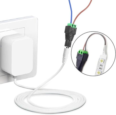 محول إمداد طاقة 12 فولت 3 أمبير، محول 1.8 متر 6 قدم سلك طاقة تيار مستمر مع طرف 5.5 مم × 2.1 مم لكاميرا الأمان بشريط LED وكاميرا CCTV DVR NVR، استبدال شاحن محول 12 فولت 3 أمبير 36 وات (أبيض) in Kuwait