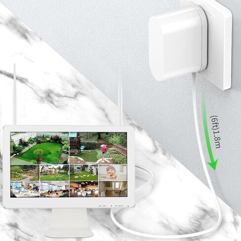 محول إمداد طاقة 12 فولت 3 أمبير، محول 1.8 متر 6 قدم سلك طاقة تيار مستمر مع طرف 5.5 مم × 2.1 مم لكاميرا الأمان بشريط LED وكاميرا CCTV DVR NVR، استبدال شاحن محول 12 فولت 3 أمبير 36 وات (أبيض) in Kuwait