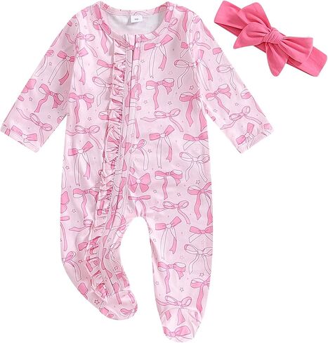 Afunbaby Coming Home Outfit Girl Ruffle Romper Zipper Onesie Jumpsuit Daisy Preemie Hospital Clothes in Kuwait