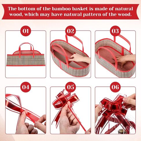 2 Sets Baskets for Gifts Empty Large Woven Bamboo Gift Basket for Christmas Baby Shower Birthday Party Empty Gift Basket with Handles 15.75 x 7.87 x 6.3 Inch, Bows and Cellophane Wrap Bags in Saudi Arabia