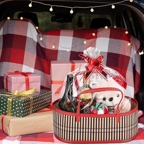 2 Sets Baskets for Gifts Empty Large Woven Bamboo Gift Basket for Christmas Baby Shower Birthday Party Empty Gift Basket with Handles 15.75 x 7.87 x 6.3 Inch, Bows and Cellophane Wrap Bags in Saudi Arabia