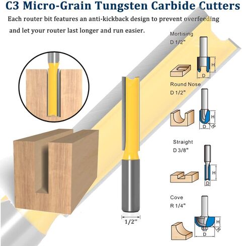 TAIWAIN 1/2" Shank Router Bit 41 PCS Frame Crown Mitered Door & Drawer Panel Molding Set, Woodworking Milling Cutters, Miter Wood Cabinet Cutter for Doors, Tables, Shelves(GH-F06) in Saudi Arabia