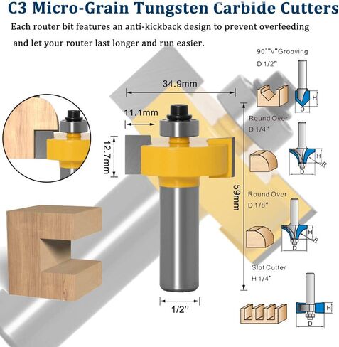 TAIWAIN 1/2" Shank Router Bit 41 PCS Frame Crown Mitered Door & Drawer Panel Molding Set, Woodworking Milling Cutters, Miter Wood Cabinet Cutter for Doors, Tables, Shelves(GH-F06) in Saudi Arabia