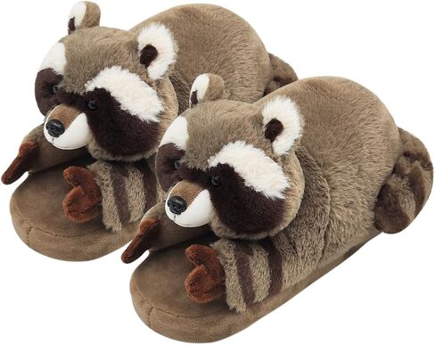 Animal Slippers for Women Mens,Cute Fluffy Slippers for Women, Non-slip Sole,Raccoon Gifts for WomenCartoon, Raccoon Slippers for Women in Kuwait