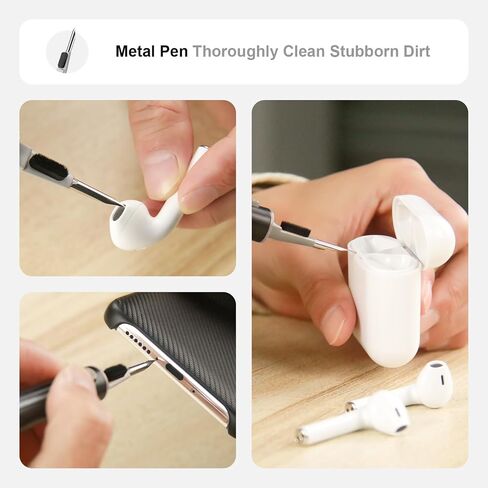 طقم تنظيف لأجهزة Airpods Pro 1 2 3 قلم تنظيف متعدد الوظائف مع فرشاة ناعمة وإسفنجة متدفقة لحافظة سماعات البلوتوث وأدوات تنظيف باللون الأسود in Saudi Arabia