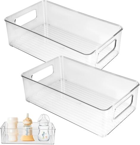 Baby Bottle Organizer Plastic Storage Center for Baby Bottles and Food Jars Baby Bottle Organizer for Cabinet, Perfect Organizer for Kitchen Cabinet, Pantry, Refrigerator, and Countertop（2 pcs） in Saudi Arabia
