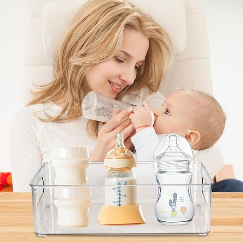 Baby Bottle Organizer Plastic Storage Center for Baby Bottles and Food Jars Baby Bottle Organizer for Cabinet, Perfect Organizer for Kitchen Cabinet, Pantry, Refrigerator, and Countertop（2 pcs） in Saudi Arabia