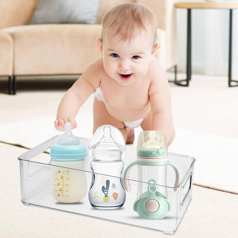 Baby Bottle Organizer Plastic Storage Center for Baby Bottles and Food Jars Baby Bottle Organizer for Cabinet, Perfect Organizer for Kitchen Cabinet, Pantry, Refrigerator, and Countertop（2 pcs） in Saudi Arabia