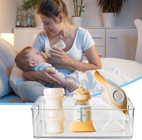 Baby Bottle Organizer Plastic Storage Center for Baby Bottles and Food Jars Baby Bottle Organizer for Cabinet, Perfect Organizer for Kitchen Cabinet, Pantry, Refrigerator, and Countertop（2 pcs） in Saudi Arabia