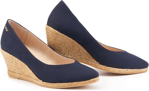 VISCATA Roses Espadrille Canvas Wedges Spain Handmade 2 ½" Heel Woman Wedge Pumps with Organic Cotton Canvas and 100% Natural Jute Midsole for All Occasions: Casual, Work, Party in Kuwait