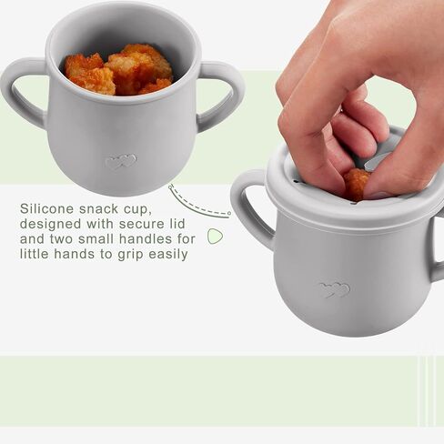 مجموعتان من لوازم تغذية الأطفال، لوازم تغذية الأطفال من السيليكون مع وعاء شفط مقسم ولوحة مقسمة ومريلة قابلة للتعديل وشوكة ملعقة ناعمة (أخضر جيشي، رمادي) in Kuwait