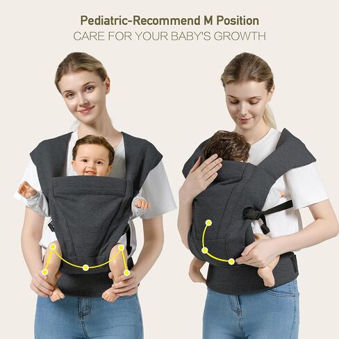 Baby Carrier Newborn to Toddler Baby Wrap Carriers(7-30lbs)，Hands Free Baby Sling Carrier with Enhanced Lumbar Support，Ergonomic Design Infant Holder Carrier, Dark Grey in Saudi Arabia