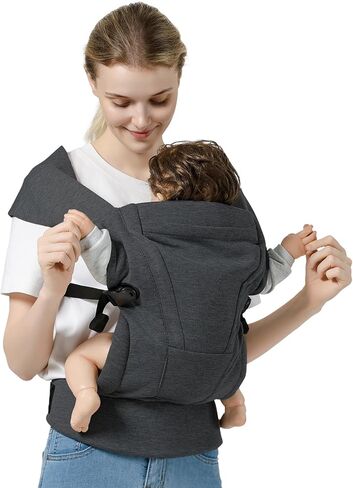 Baby Carrier Newborn to Toddler Baby Wrap Carriers(7-30lbs)，Hands Free Baby Sling Carrier with Enhanced Lumbar Support，Ergonomic Design Infant Holder Carrier, Dark Grey in Saudi Arabia