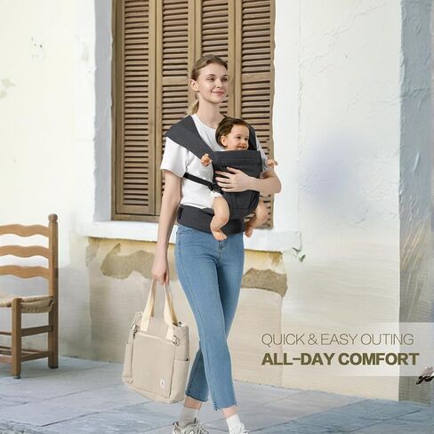 Baby Carrier Newborn to Toddler Baby Wrap Carriers(7-30lbs)，Hands Free Baby Sling Carrier with Enhanced Lumbar Support，Ergonomic Design Infant Holder Carrier, Dark Grey in Saudi Arabia