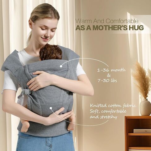 Baby Carrier Newborn to Toddler Baby Wrap Carriers(7-30lbs)，Hands Free Baby Sling Carrier with Enhanced Lumbar Support，Ergonomic Design Infant Holder Carrier, Dark Grey in Saudi Arabia
