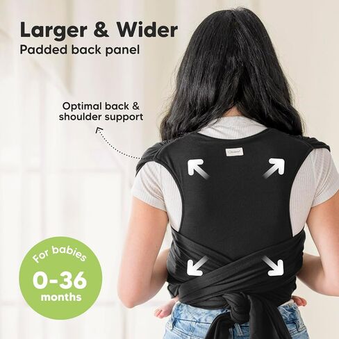KeaBabies Baby Wraps Carrier, D-Lite Baby Wrap - Easy-Wearing, Adjustable Baby Sling Carrier, Baby Carrier Newborn to Toddler, Infant Baby Carrier Wrap Holder, Ring Sling Baby Carrier (Trendy Black) in Kuwait