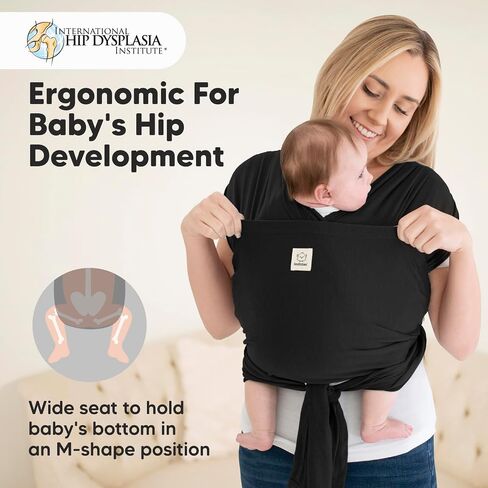 KeaBabies Baby Wraps Carrier, D-Lite Baby Wrap - Easy-Wearing, Adjustable Baby Sling Carrier, Baby Carrier Newborn to Toddler, Infant Baby Carrier Wrap Holder, Ring Sling Baby Carrier (Trendy Black) in Kuwait