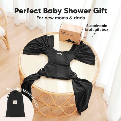 KeaBabies Baby Wraps Carrier, D-Lite Baby Wrap - Easy-Wearing, Adjustable Baby Sling Carrier, Baby Carrier Newborn to Toddler, Infant Baby Carrier Wrap Holder, Ring Sling Baby Carrier (Trendy Black) in Kuwait
