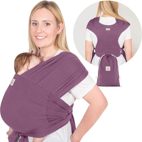 KeaBabies Baby Wraps Carrier, D-Lite Baby Wrap - Easy-Wearing, Adjustable Baby Sling Carrier, Baby Carrier Newborn to Toddler, Infant Baby Carrier Wrap Holder, Ring Sling Baby Carrier (Trendy Black) in Kuwait