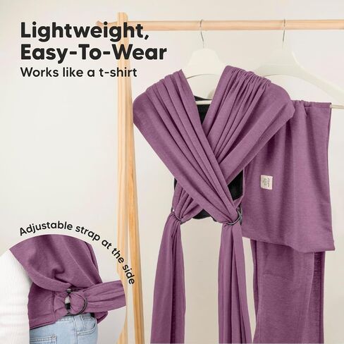 KeaBabies Baby Wraps Carrier, D-Lite Baby Wrap - Easy-Wearing, Adjustable Baby Sling Carrier, Baby Carrier Newborn to Toddler, Infant Baby Carrier Wrap Holder, Ring Sling Baby Carrier (Trendy Black) in Kuwait