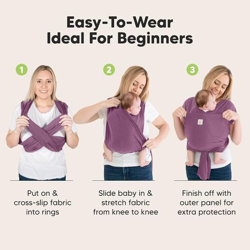 KeaBabies Baby Wraps Carrier, D-Lite Baby Wrap - Easy-Wearing, Adjustable Baby Sling Carrier, Baby Carrier Newborn to Toddler, Infant Baby Carrier Wrap Holder, Ring Sling Baby Carrier (Trendy Black) in Kuwait